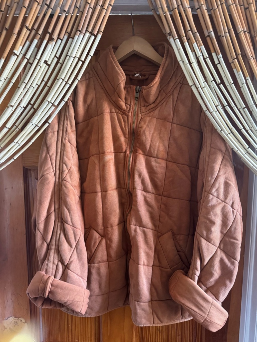 Free People Dolman Quilted Knit Jacket - Copper/Burnt Orange - Medium